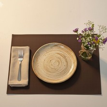 Grand Fine Art 2 Adet Amerikan Servis -Kumaş Amerikan SERVIS-100% Pamuk Kahverengi Supla
