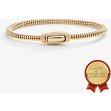 Meks Jewels Mikron Altın Kaplama 925 Ayar Gümüş Toplu Hasır Italyan Argento Milano Bilezik