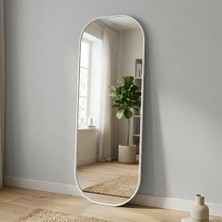 Aypars Atölye Modern Oval Boy Aynası 40X120 cm – Yuvarlak Hatlı Minimalist Beyaz Dekoratif Duvar Aynası 2026 Trend