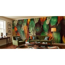 Beyaz ve Altın Sarısı Dalgalı 3D Duvar Kağıdı