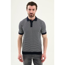 MCR Çizgili Slim Fit Polo Yaka Erkek Triko T-Shirt