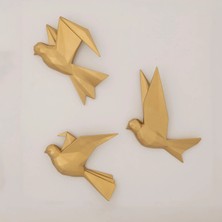 Selim Mouette 3'lü Dekoratif Kuş Altın