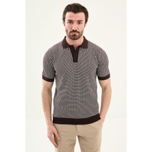 MCR Çizgili Slim Fit Polo Yaka Erkek Triko T-Shirt