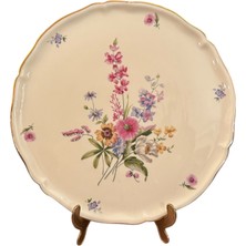 Fransız Limoges Üzeri El Boyama Porselen Tepsi 30 cm Çapında