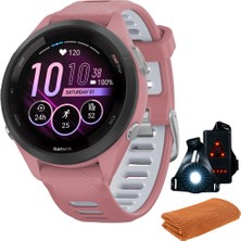Garmin 010-02810-05 Forerunner 265S Gps Akıllı Saat, Light Pink/whitestone | Resmi Abd Ortak Modeli | Spor Havlusu + Deco Essentials Wearable Commuter Front & Arka Safety Light