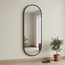 Aypars Atölye Modern Oval Boy Aynası 40X120 cm – Minimalist Siyah Çerçeveli Dekoratif Duvar Aynası 2026 Trend