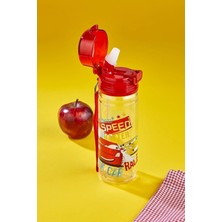 MasterCar Speedcar Desenli Pipetli Suluk 500 ml Pipetli Matara 500 ml Gıda Temasa Uygun Polikarbon Bpa Free