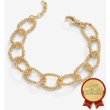 Meks Jewels Mikron Altın Kaplama 925 Ayar Gümüş Italyan Argento Milano Petek Bileklik