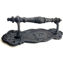 Pileli Store Antika Tarz Dekoratif Pirinç Çiçekli Yan Çekme Kapı Kolu - 240X62 Mm, Oksit