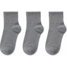 QUALITY WALKING 3’lü Kadın Bambu Dikişsiz Bilek Üstü Çorap Desenli Günlük Konfor Terletmeyen