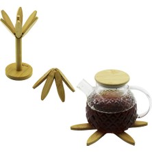 Standlı Ağaç Model 2pcs Ahşap Bambu Katlanır Nihale 6-Yapraklı Çiçek Modeli= Çap: 20CM (488