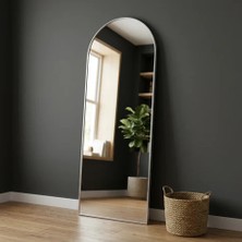 Aypars Atölye Modern Kemer Form Boy Aynası 40X120 cm – Minimalist Ince Gümüş Çerçeveli Dekoratif Duvar Aynası 2026 Trend