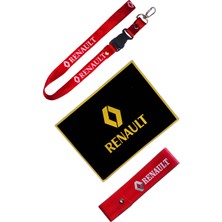 Tusba Market Renault Torpido Üstü Kaydırmaz Ped / Kırmızı Oto Ayna Askısı / Kırmızı Tampon Dili & Çeki Ipi