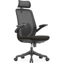 Ofisbazaar Sakura Ergonomik Fileli Yönetici Koltuğu | Başlıklı Ofis ve Çalışma Koltuğu Siyah