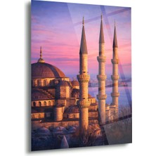 Shiny Art Gün Batımında Sultanahmet Camii Cam Tablo - ISL247