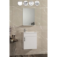 Özceden Lale 42X24 cm Beyaz Mdf Seramik Lavabolu Asma Banyo Dolabı Takımı