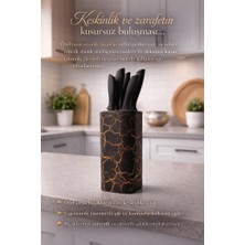 Lüks Mermer Desenli Bıçak Seti , Modern Standlı Şık Mutfak Seti