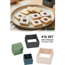 Meleni Home 4'lü Kare Kurabiye Kalıbı - Çift Taraflı Düz ve Tırtıklı Kare Hamur Kesici Şekillendirici