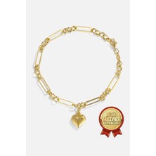 Meks Jewels Mikron Altın Kaplama Gümüş Kalp Bileklik