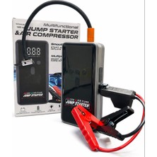 Efe Akü Takviye Cihazı 16000 Mah Kompresörlü Jump Starter 12V Araç Çalıştırma Powerbank LED Fenerli