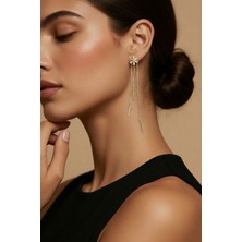 Lykos Çiçek Model Gold Pirinç Sallantılı Kadın Küpe