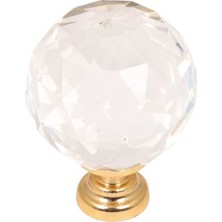 İnterio Interio Kristal Düğme Kulp Modelleri 30 mm Altın Renkli Cam Malzemeden Şık Mutfak Kulbu