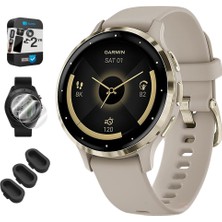 Garmin 010-02785-02 Venu 3s Health Fitness Gps Akıllı Saatgold Steel Bezel With French Gray Case 41MM Sche With Dust Cover 3 Pack, 2pack Ekran Koruyucu ve 2 Yr Cps Geliştirilmiş Koruma Paketi