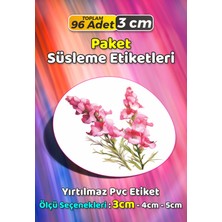 Sb Store Çiçek Temalı Ambalaj Hediye Paket Süsleme Etiketi Model 370 - 96 Adet 3cm