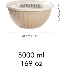 Meleni Home 4 Parça Rendeli Saklama Kabı - 5 Lt Büyük Boy Çok Amaçlı Kapaklı Çırpma Karıştırma Kabı Bej