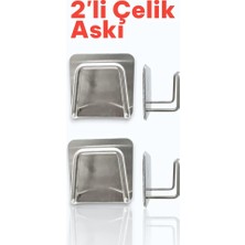 Generic Delme Gerektirmeyen Paslanmaz Çelik 2'li Askı Seti - Bornoz, Havlu ve Mutfak Askısı