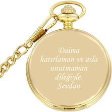 Hediye Shop Kişiye Özel Parlak Altın Renkli Köstekli Cep Saati