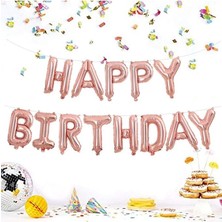 Beysüs Happy Birthday Rose Gold Harf Folyo Balon Set