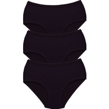 3 Adet Tutku Kadın Yüksek Bel Bato Kalın Lastik Külot Siyah