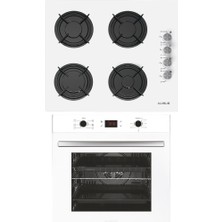 Alveus Sardunya 2'li Beyaz Ankastre Set A Sınıfı Enerji 4 Gözü Gazlı Ocak ve Fırın