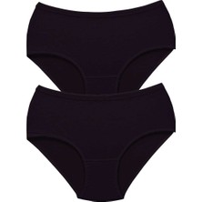 2 Adet Tutku Kadın Yüksek Bel Bato Kalın Lastik Külot Siyah