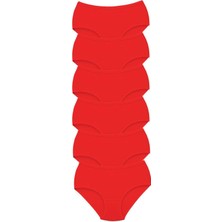 6 Adet Tutku Kadın Yüksek Bel Bato Kalın Lastik Külot Kırmızı