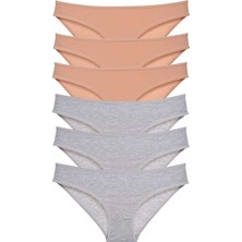Miray Life 6 Adet Süper Eko Set Likralı Kadın Slip Külot Ten Gri