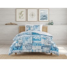 Taç Genç Modası Pamuklu Tek Kişilik Nevresim Takımı Maren Turkuaz