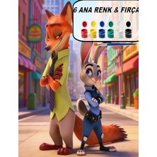 Zootropolis 3D Boyanabilir Karakter Seti – Judy Hopps & Nick Wilde – 6 Renk Boya + Fırça Dahil – Hobi & Dekoratif Ürün