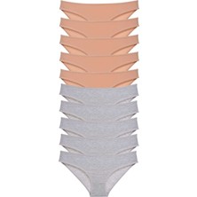 Miray Life 10 Adet Süper Eko Set Likralı Kadın Slip Külot Ten Gri