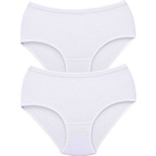 2 Adet Tutku Kadın Yüksek Bel Bato Kalın Lastik Külot Beyaz