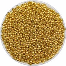 Hedef Bijuteri 3 mm Gold Altın Sarısı Renk Metal Demir Top Boncuk 25 gr Pürüzsüz Plastik