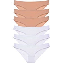 Miray Life 6 Adet Süper Eko Set Likralı Kadın Slip Külot Ten Beyaz