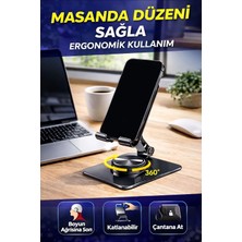 Dexmon Metal Katlanabilir Masaüstü Telefon Tutucu Tablet Standı 360 Derece Dönen Ayarlanabilir