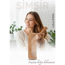 Mey Ithalat® Doğal Şimşir Ahşap Tarak – 16 Cm, Anti-Statik, Kepek Karşıtı ve El Yapımı