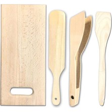 MiraLive Pratik Kullanım Ahşap Büyük Mutfak Seti 4 Parça