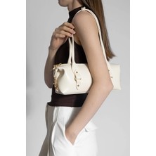 Marjin Kadın Çift Fermuarlı Iç Cepli El ve Omuz Çantası Darvin Ekru