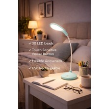 Modern Dokunmatik LED Masa Lambası USB Şarjlı Esnek Boyunlu Gece Lambası