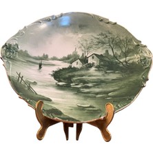 Fransız Limoges Dev Boy Dekor ve Duvar Tabağı Sanatçı Imzalı 34,5 x 31,5 cm Ölçülerinde