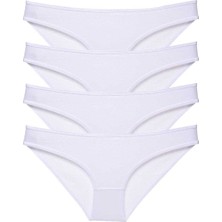 4 Adet Süper Eko Set Likralı Kadın Slip Külot Beyaz
